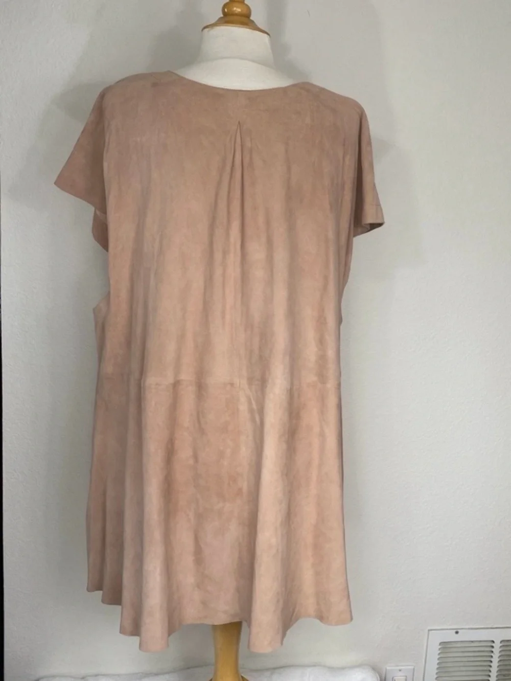 Free People Women Nude Talk Of The Town Boho Suede Leather Oversize Tunic Size L
